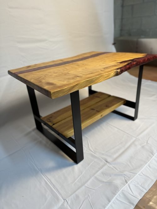 Scarlet red epoxy table made from Lebanese Cedar Wood