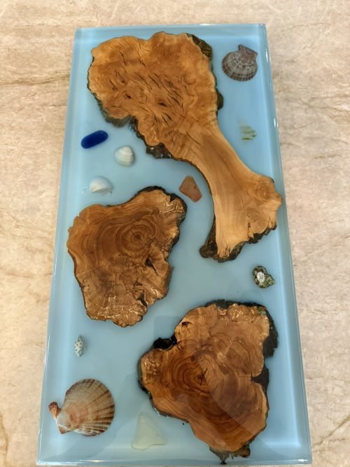 Ocean Blue Epoxy Board With Shells